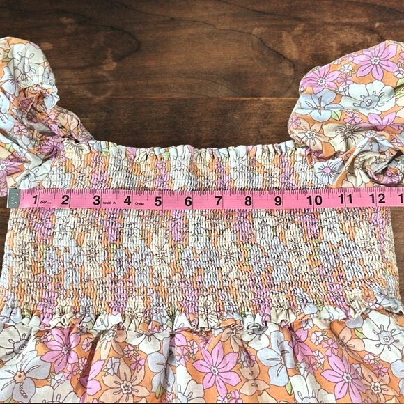 Aritzia Sunday Best Babydoll Floral Mini Dress | Pink Orange Ivory | Size S - Picture 7 of 7